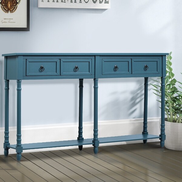 Console Table with Drawers and Long Shelf