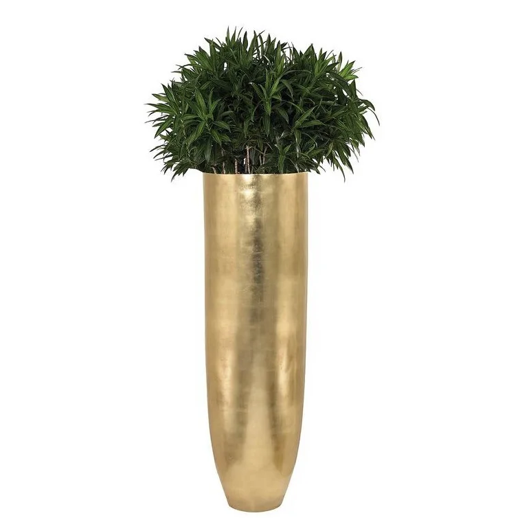 Long Standing Shiny Polished Metal Planter Home Indoor Outdoor Garden Usage Customized Size Metal Planter