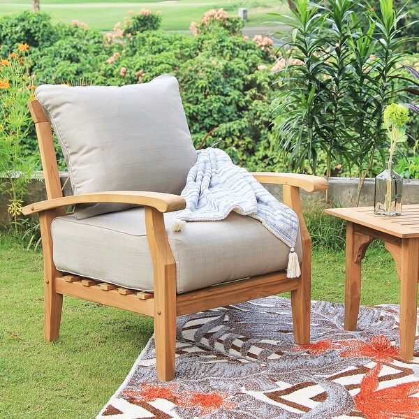 Cambridge Casual Leon Teak Patio Club Chair with Cushion