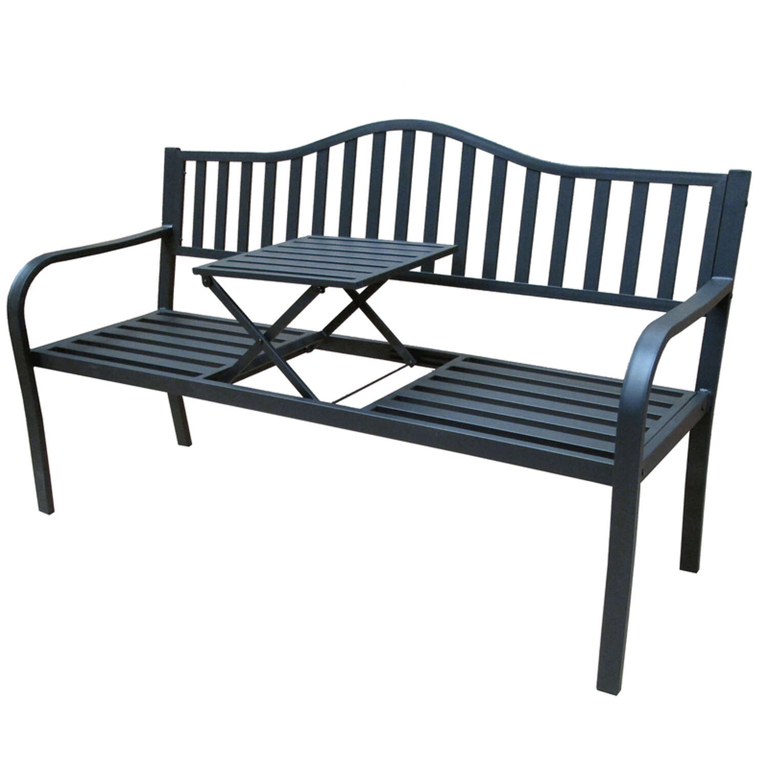 Bond Black Steel Park Bench 35 in. H X 59 in. L X 23 in. D