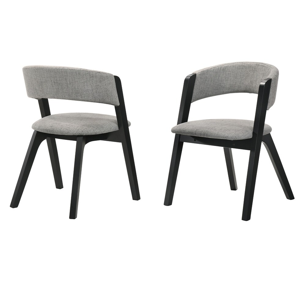 Rowan Mid Century Grey Upholstered Wood Dining Chairs   Set of 2