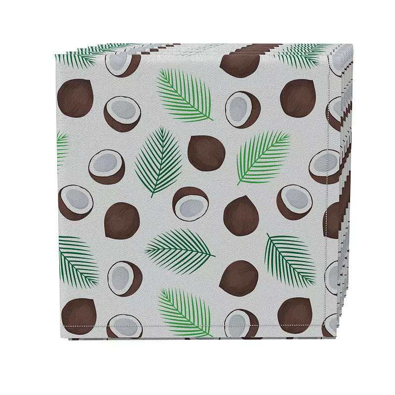 Napkin Set of 4， 100% Cotton， 20x20， Coconut Fruit and Palms