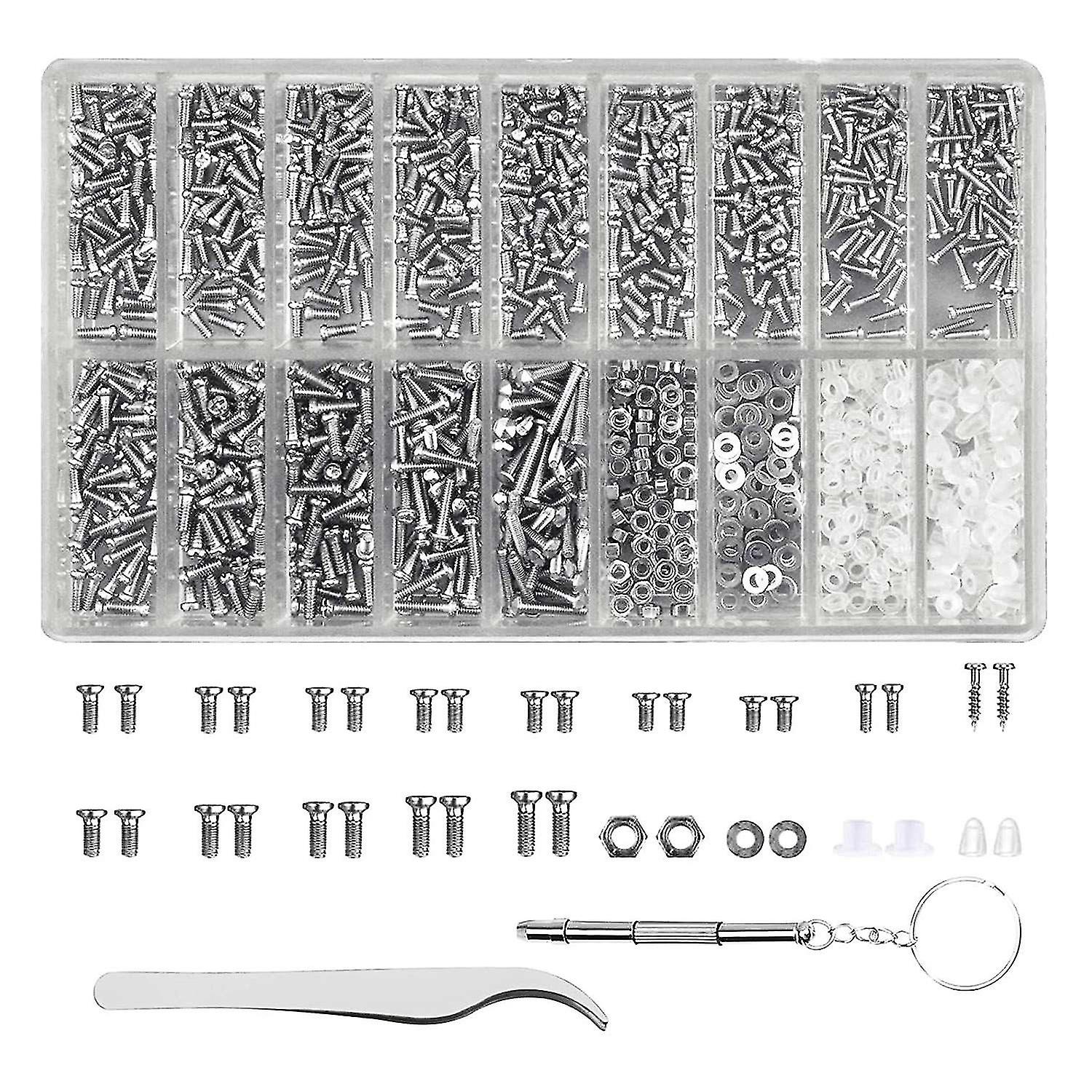 Glasses Repair Tool Kit 1000pcs Glasses Screws And Nuts Assortment With Mini Screwdriver And Tweeze