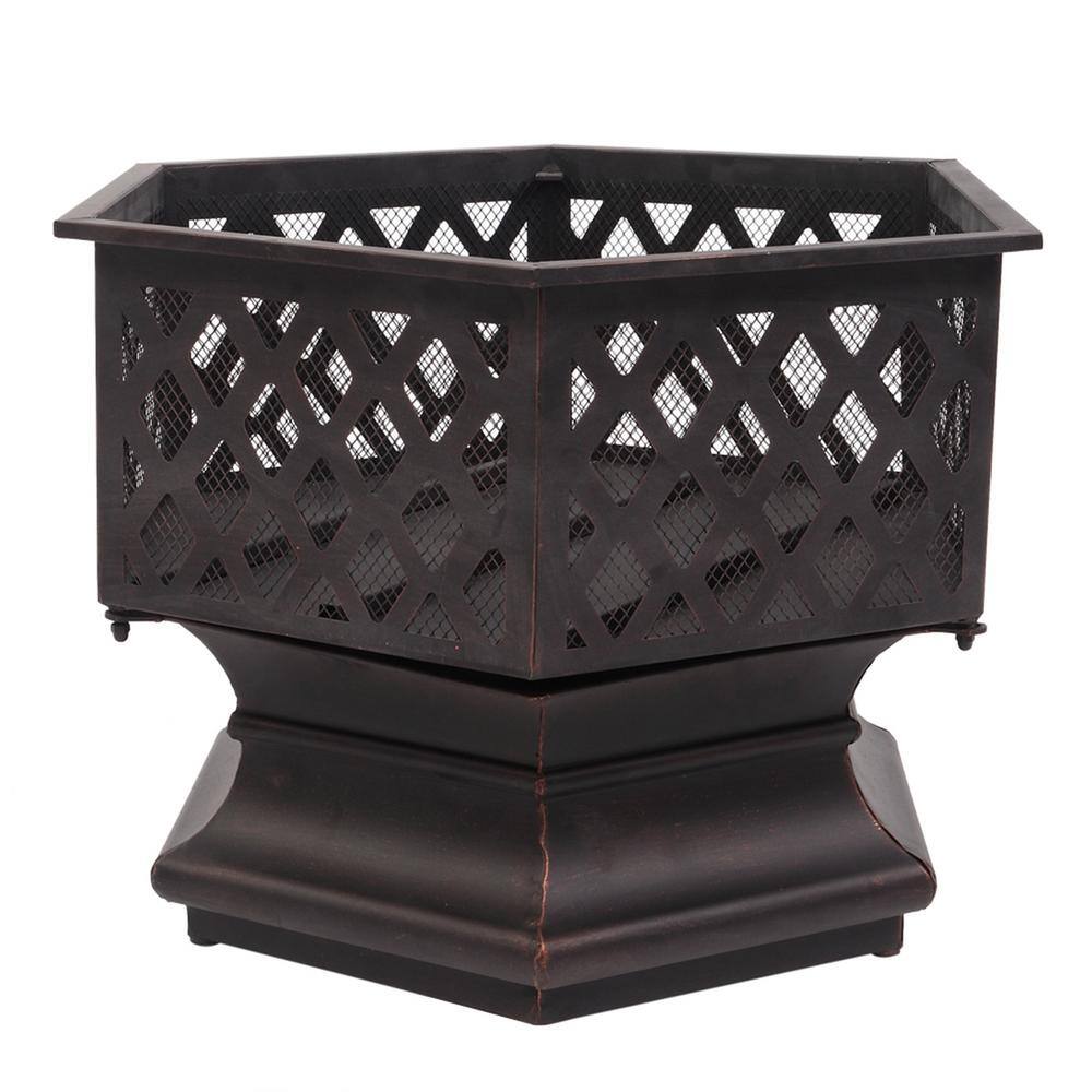 22 in. W x 22.6 in. H Outdoor Hexagonal Iron Wood Burning Cupreous Fire Pit LPF-06542003