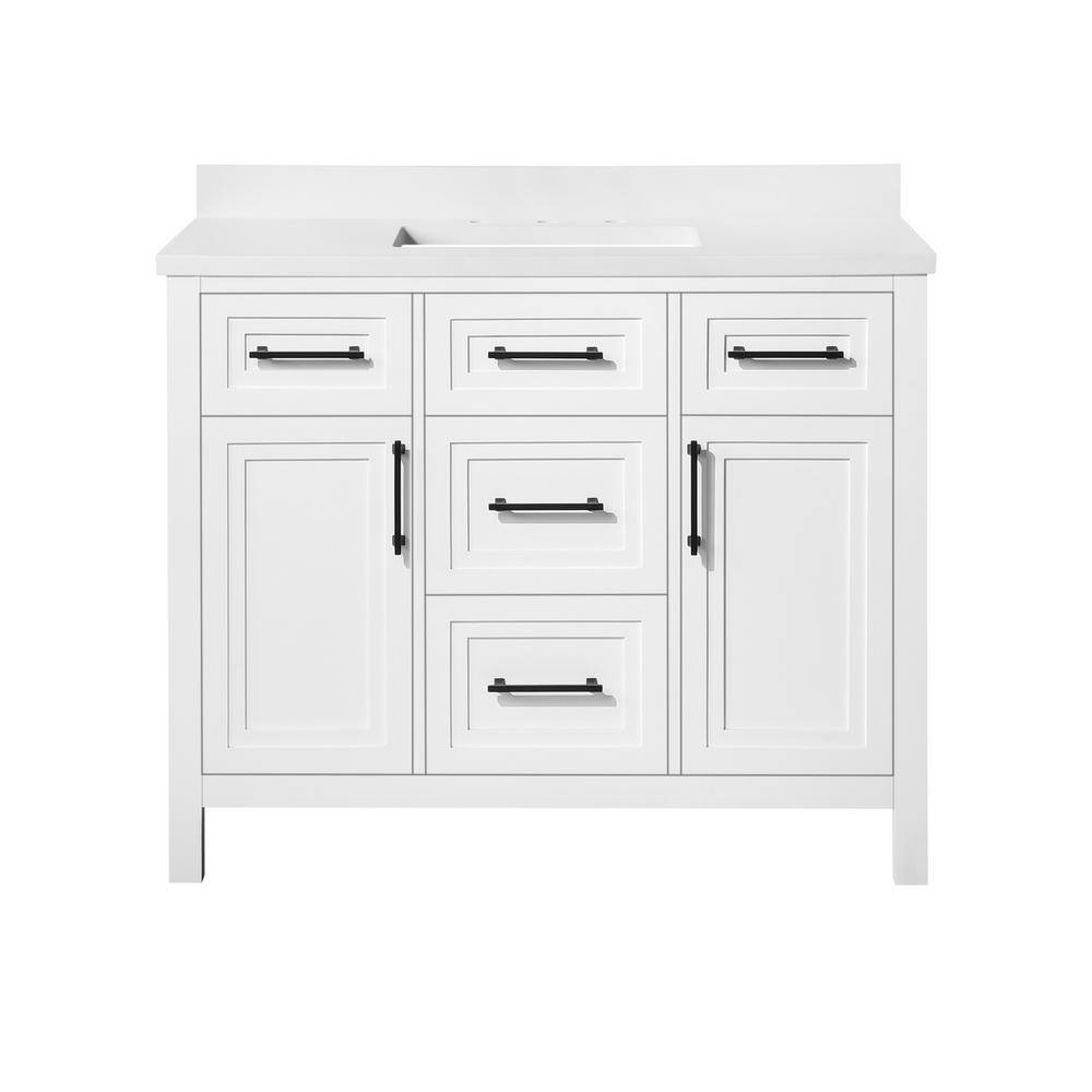 Home Decorators Collection Mayfield 42 in. W x 22 in. D x 35 in. H  in White with Cultured Marble Vanity Top in White with White Basin Mayfield 42W