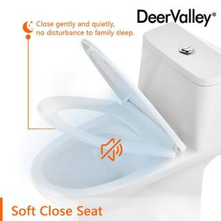 DEERVALLEY Ursa Comfortable Height 12 in. Rough in Size 1-Piece 0.81.28 GPF Dual Flush Elongated Toilet in White Seat Included DV-1F52677