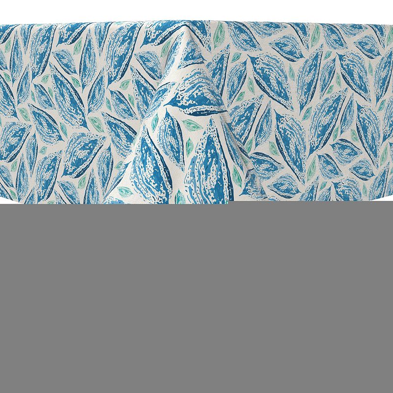 Square Tablecloth， 100% Cotton， 60x60， Mosaic Style Leaves Blue