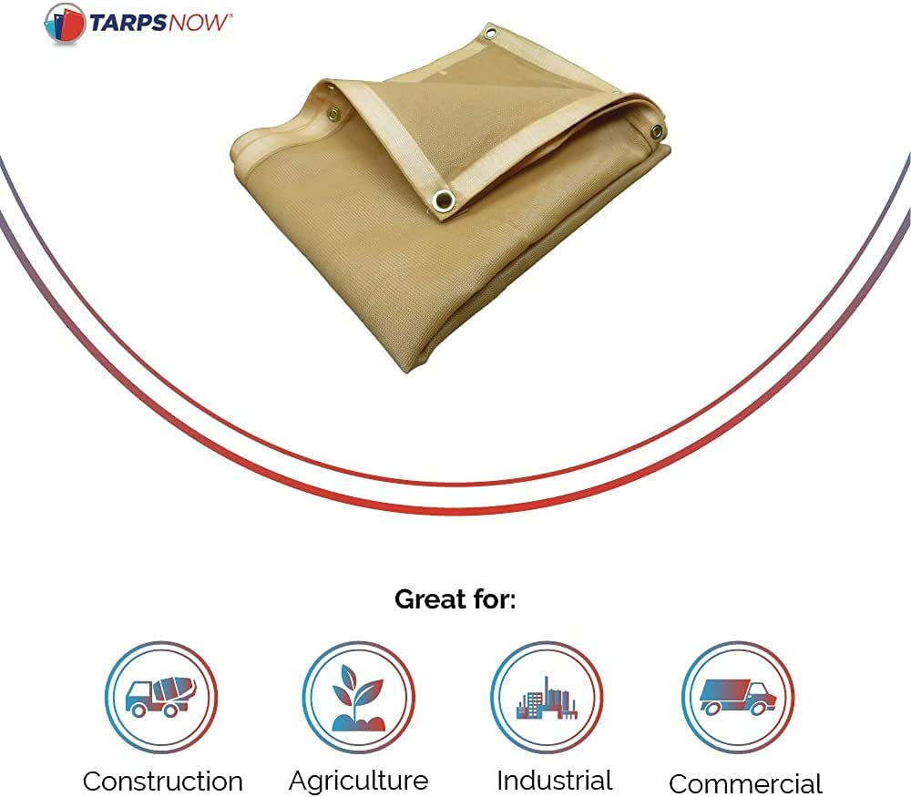 Tarps Now 50 Mil Tan Mesh Tarps, 75% Shade Tarpaulin Cover - Tan (6' x 8')