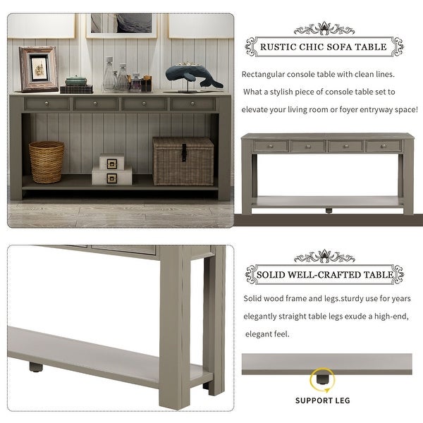 Farmhouse Wooden 4-drawer Console Table Entryway Table