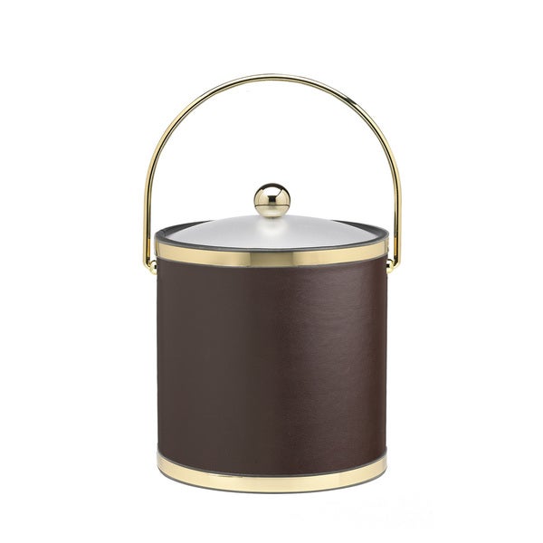 Kraftware Sophisticates with Polished Gold 3-quart Ice Bucket with Bale Handle， Bands and Acrylic Cover