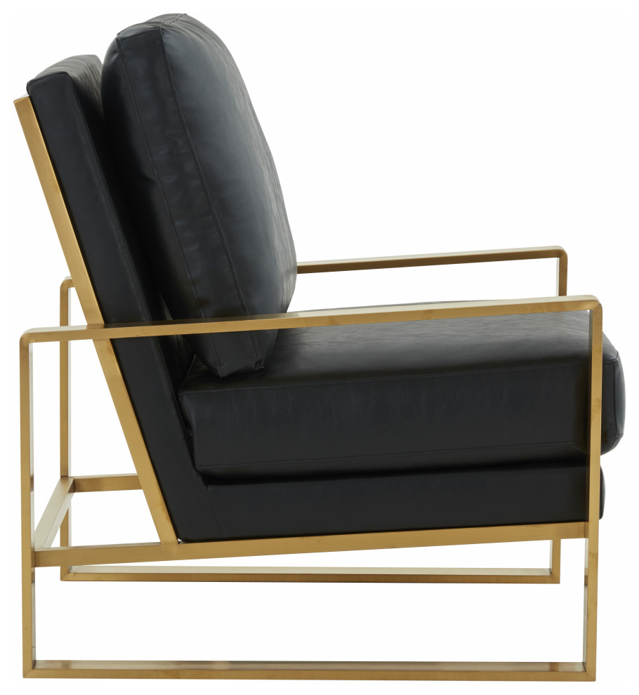 LeisureMod Jefferson Faux Leather Accent Armchair With Gold Frame   Contemporary   Armchairs And Accent Chairs   by LeisureMod  Houzz