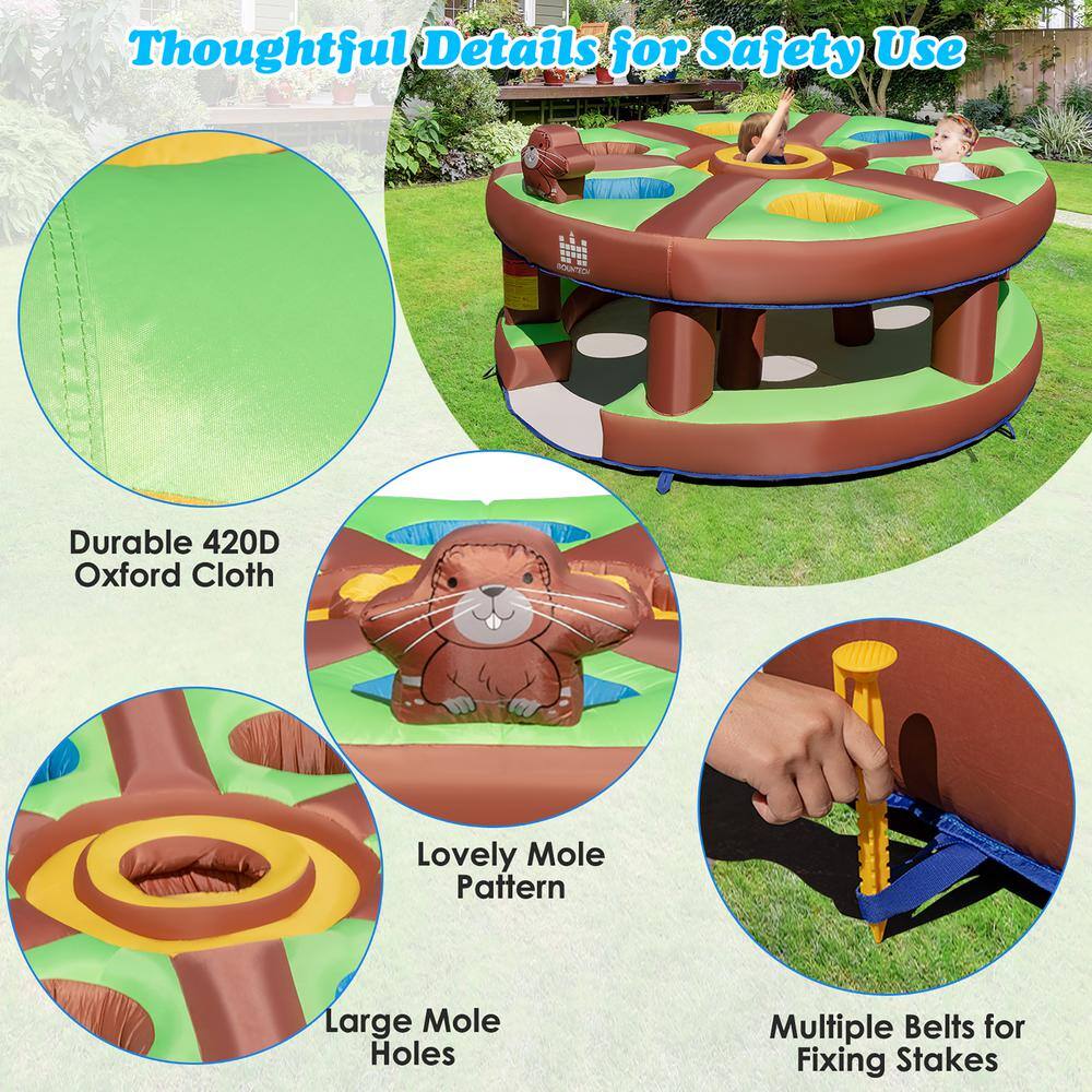 Costway Inflatable Whack-A-Mole Themed Castle for Kids Interactive Game With 480-Watt Blower NP10764US