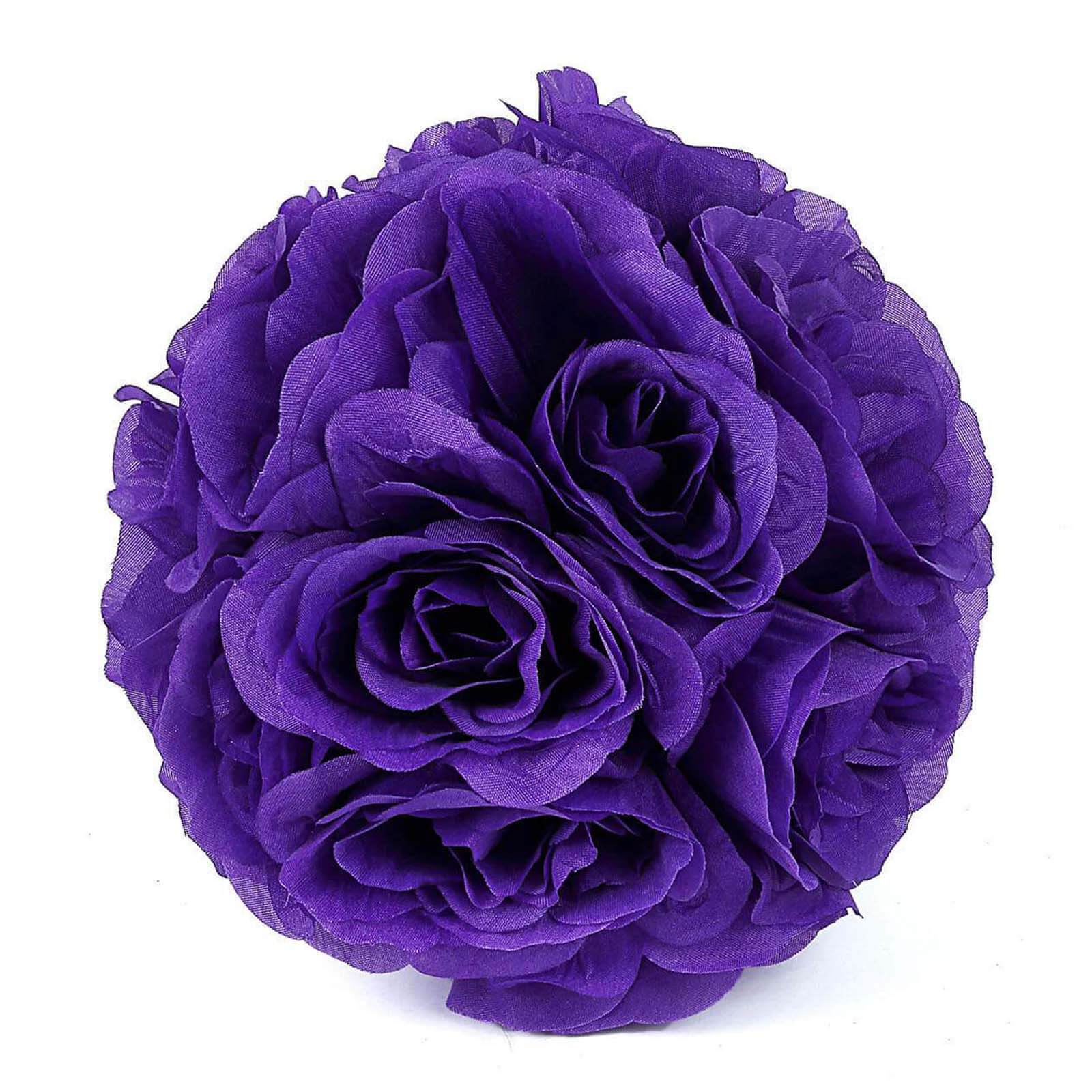 2 Pack Purple Artificial Silk Rose Kissing Ball, Faux Flower Ball 7