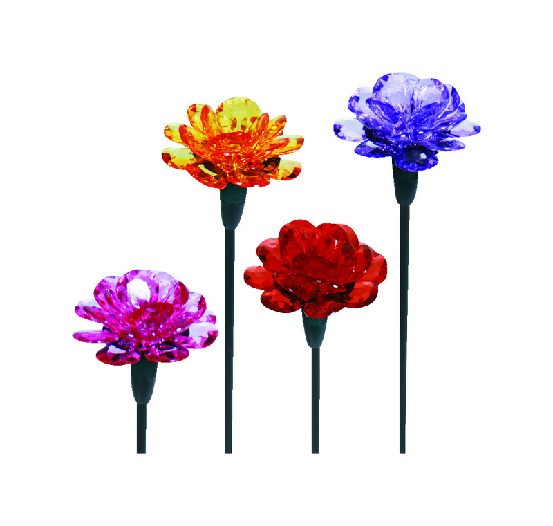 Exhart Solar Flower Gem Plastic 15.5 in. H Outdoor Stake