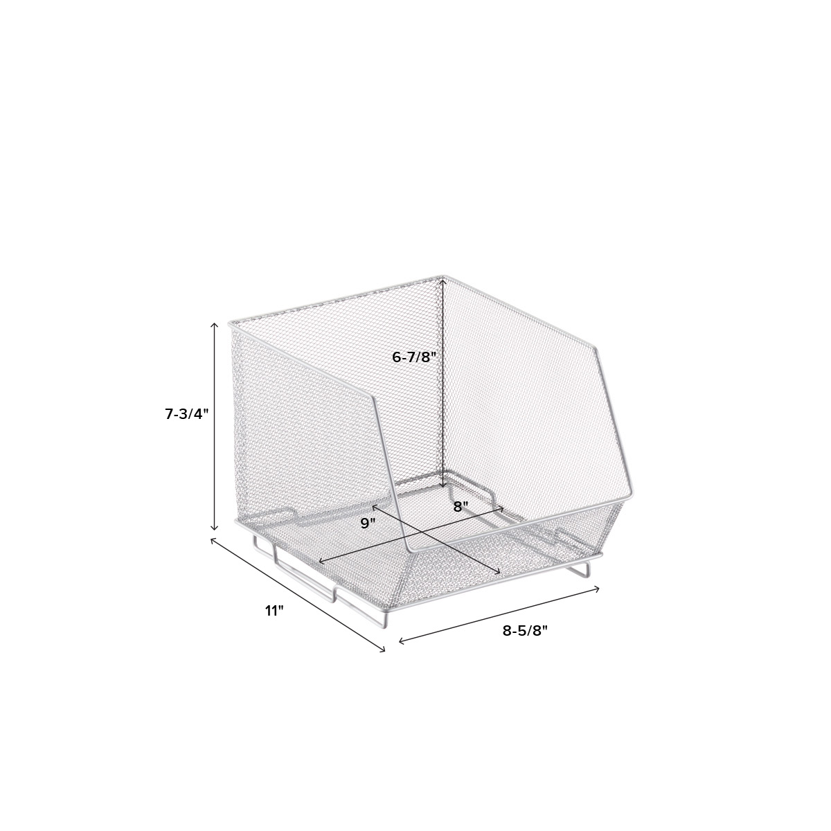 Design Ideas Open Front Mesh Silver Stacking Bins