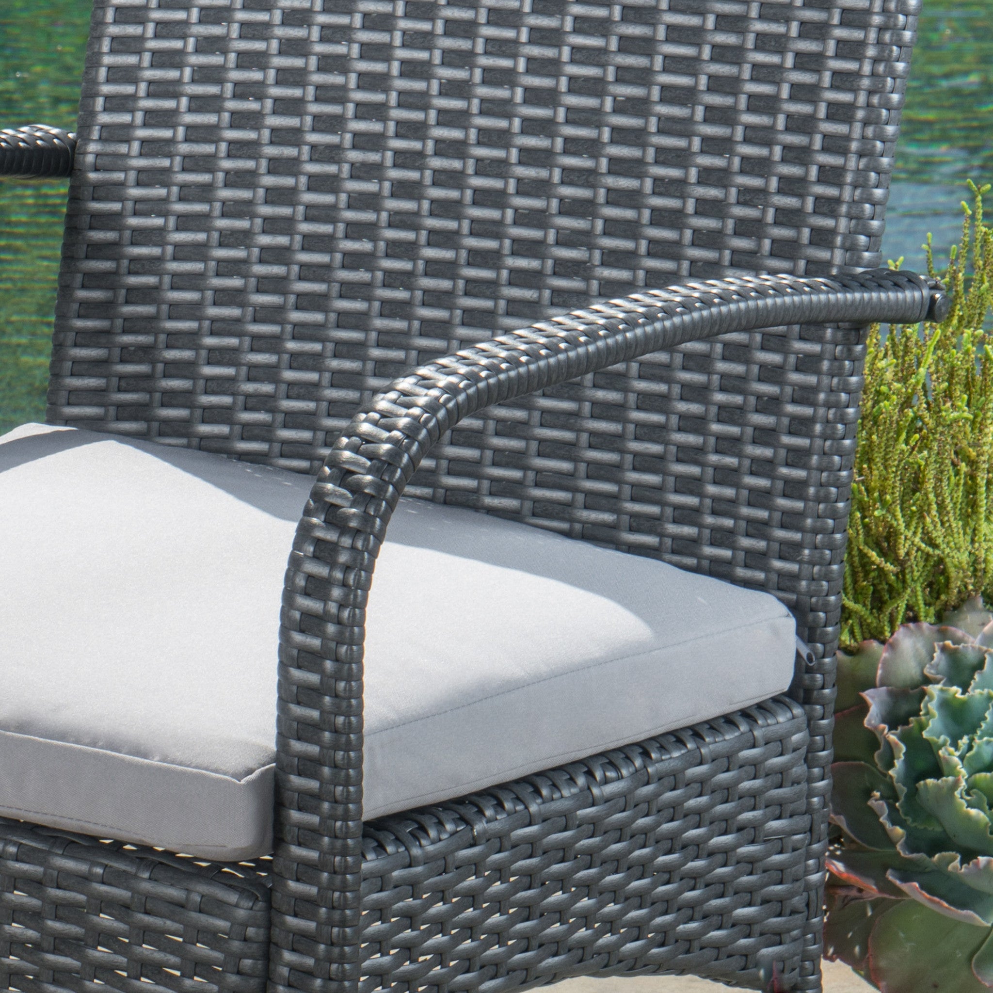 Pattinson Outdoor 5 Piece Grey Wicker Dining Set with Cushions