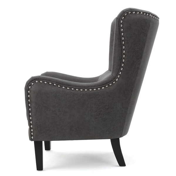 Lorenzo Microfiber Wingback Club Chair by Christopher Knight Home