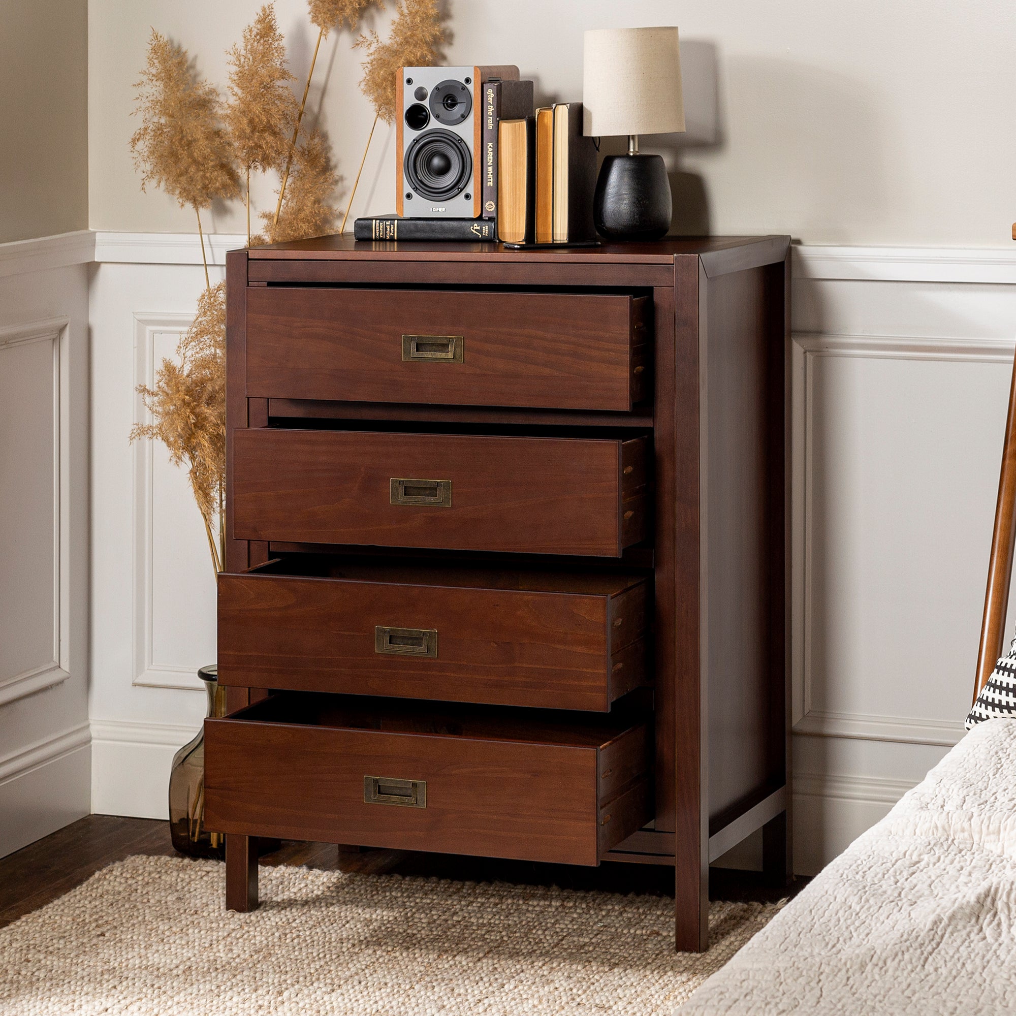 Chateau Lyon Annabelle Four Drawer Solid Wood Walnut Dresser