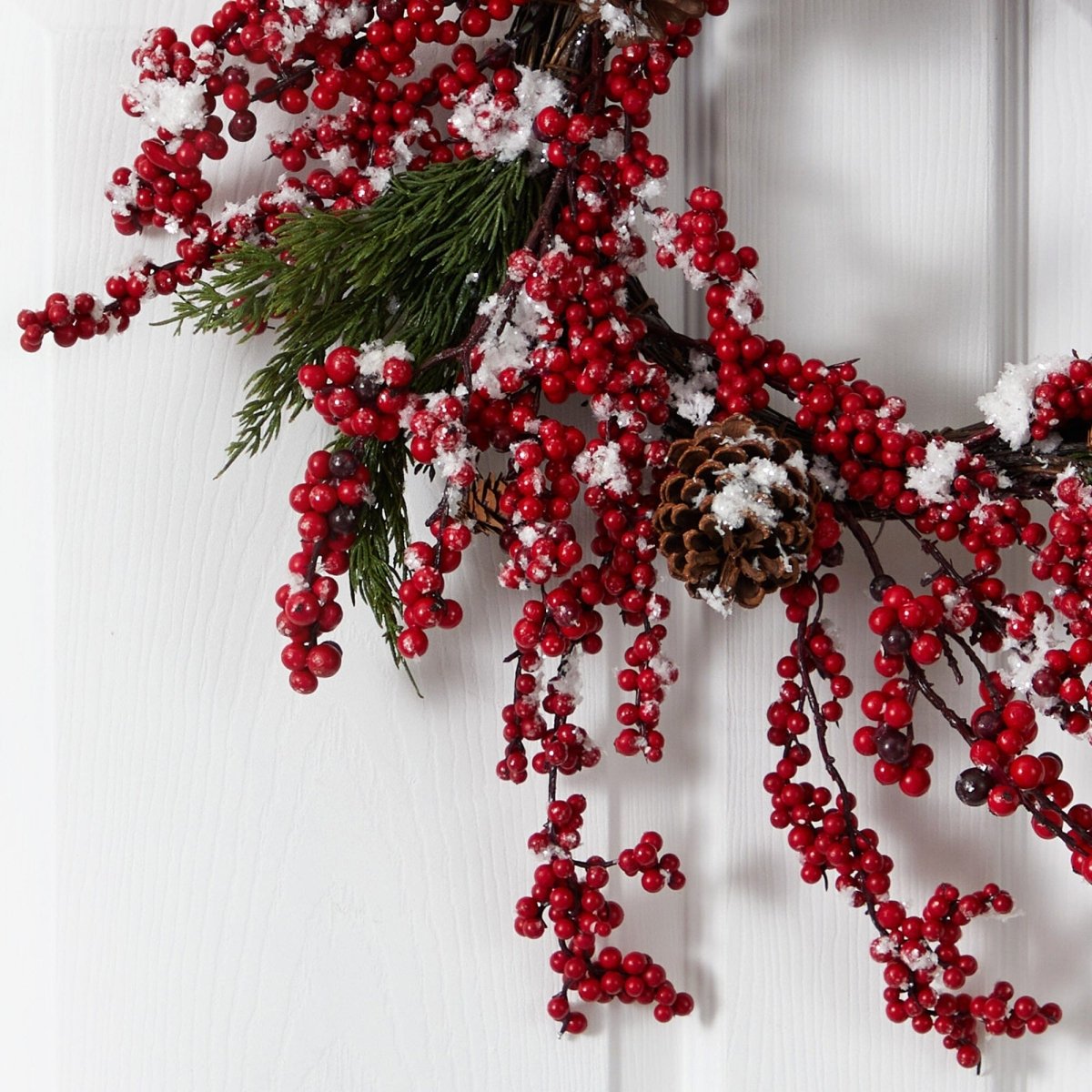 24'' Frosted Cypress Artificial Wreath with Berries & Pine Cones