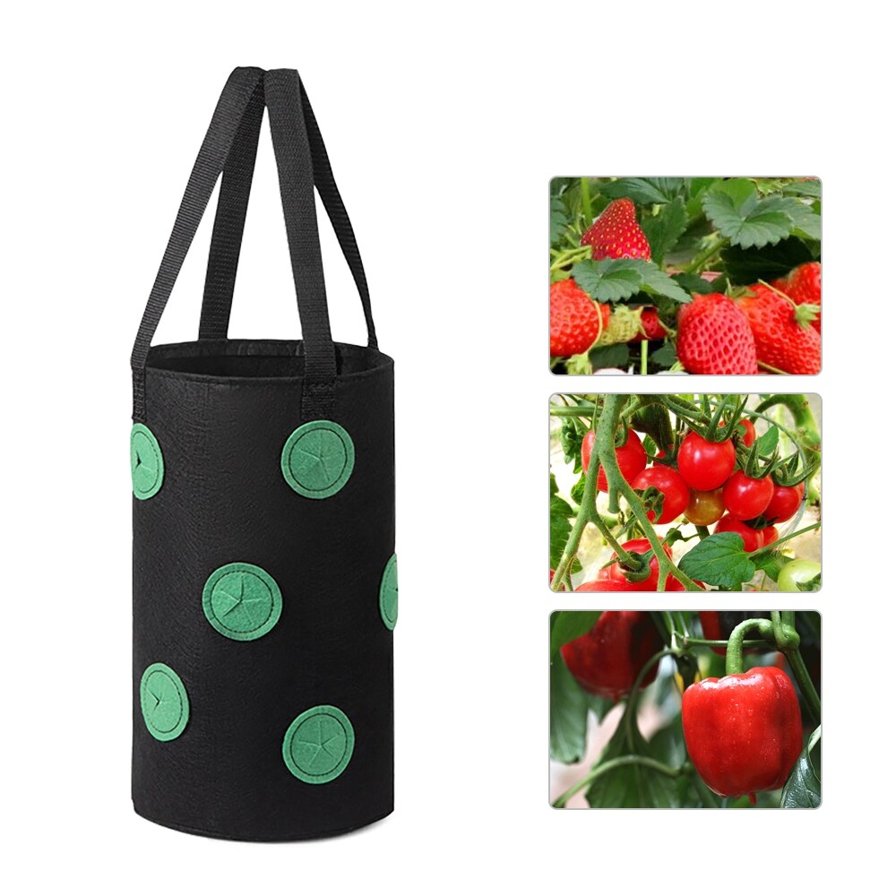 Agfabric Hanging Strawberry Bag，Upside Down Planting Pots for Tomato 3gal 2 Pack green   3gal