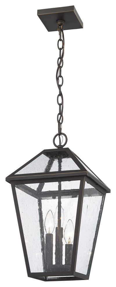 Z Lite 3 Light Outdoor Chain Mount Ceiling Fixture Oil Rubbed Bronze 579CHB ORB   Transitional   Outdoor Hanging Lights   by Lighting World Decorators  Houzz