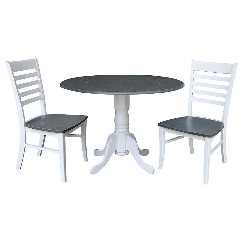 International Concepts Dual Drop Leaf Dining Table and Ladderback Chair 3-piece Set