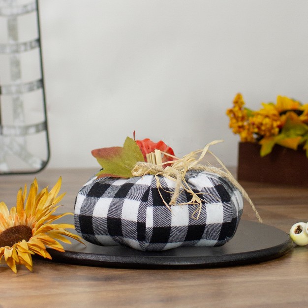 White And Black Buffalo Plaid Fall Harvest Pumpkin