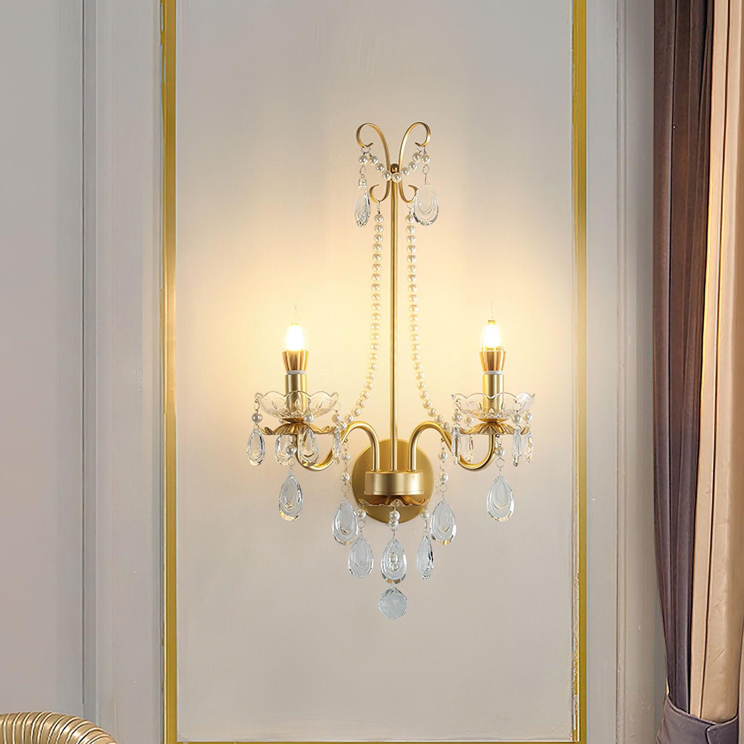 Crystal Pearl Chain Wall Lamp