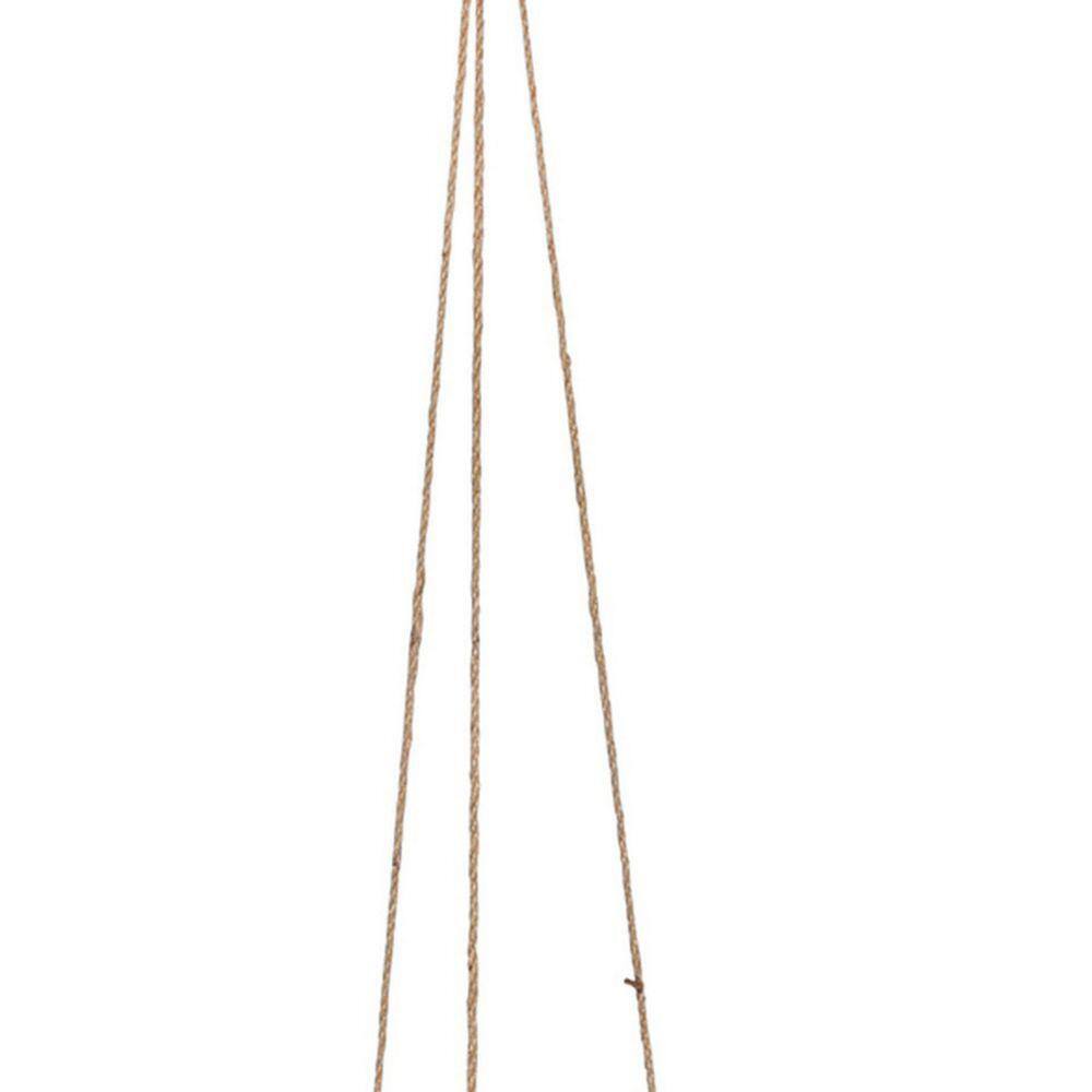 Benjara 7 in. x 6.5 in. Beige Hanging Planter with Ceramic Body and Textured Details BM263810