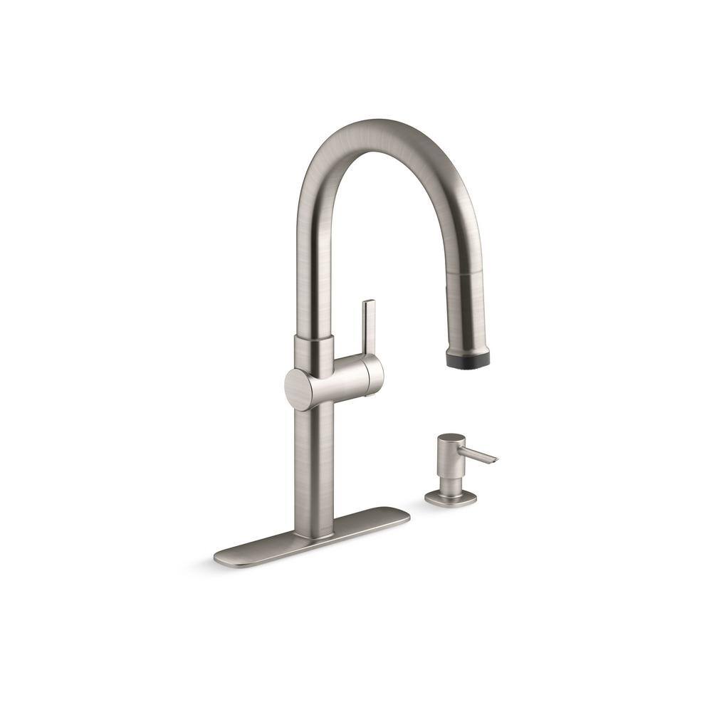 KOHLER Rune Single-Handle Pull-Down Sprayer Kitchen Faucet in Vibrant Stainless K-R22153-SD-VS