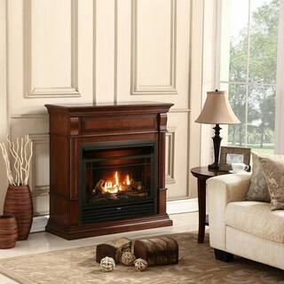 Duluth Forge Dual Fuel Ventless Gas Fireplace - 26000 BTU Remote Control Auburn Cherry Finish 170106