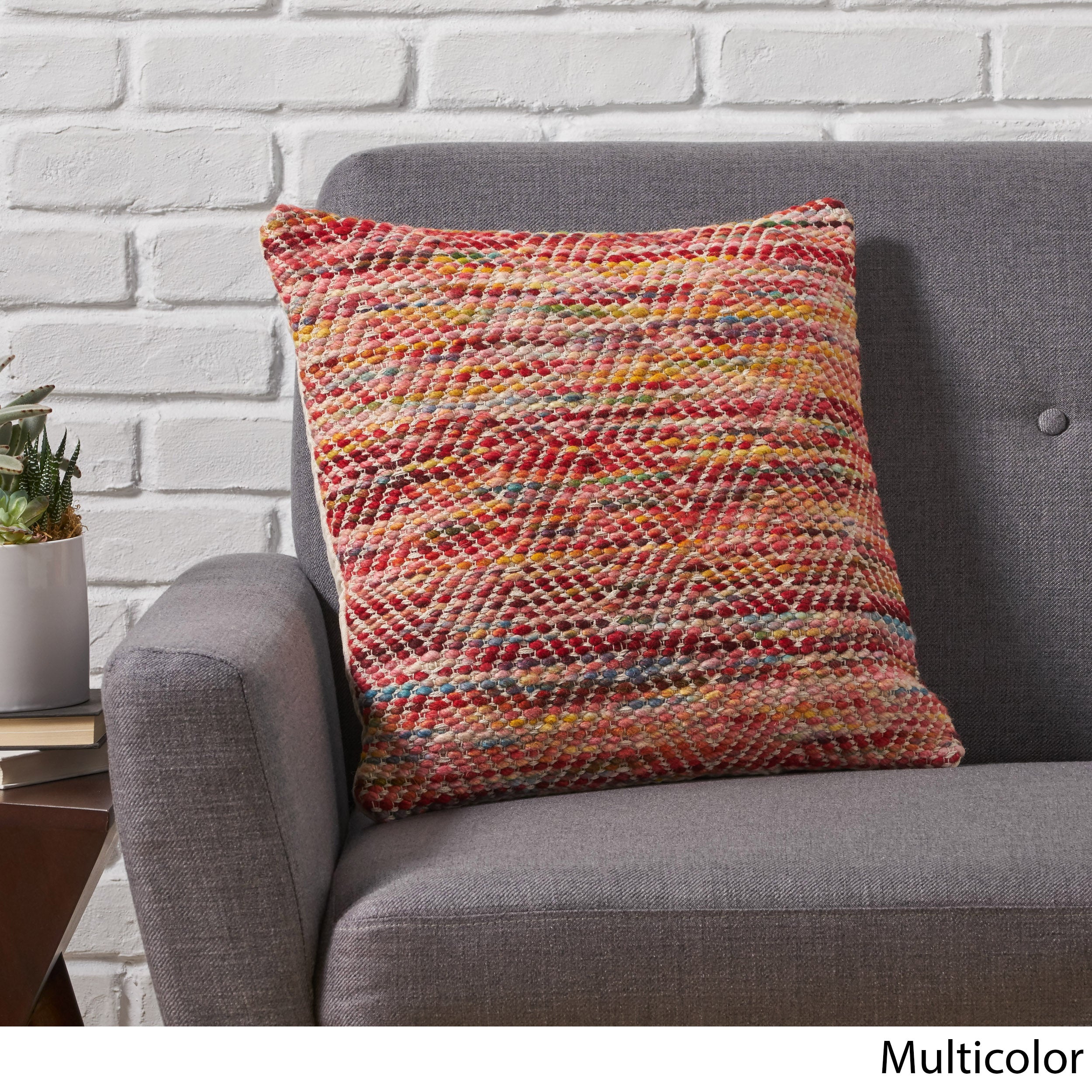 Indee Boho Cotton and Wool Throw Pillow