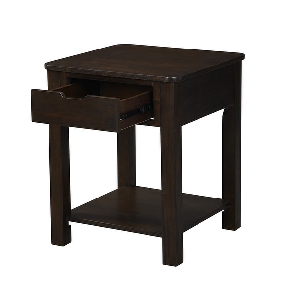 Square MDF End Table with Drawer in Dark Brown