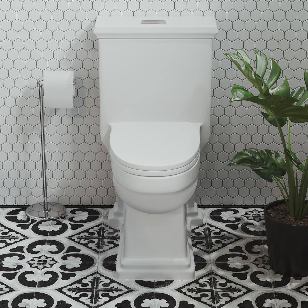 Swiss Madison Voltaire 1-Piece 0.81.28 GPF Dual Flush Elongated Toilet in White Seat Included SM-1T113