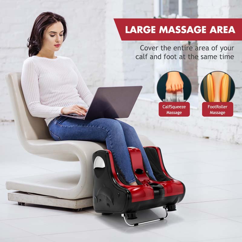 Foot Calf Leg Massager Machine with Heat, Electric Foot Massager, Shiatsu Rolling Vibration Deep Kneading Massage Therapy