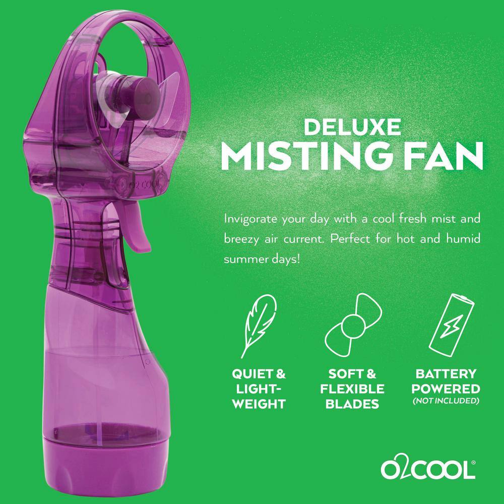 O2COOL Deluxe 3 in. Water Misting Personal Fan in Purple FML0001