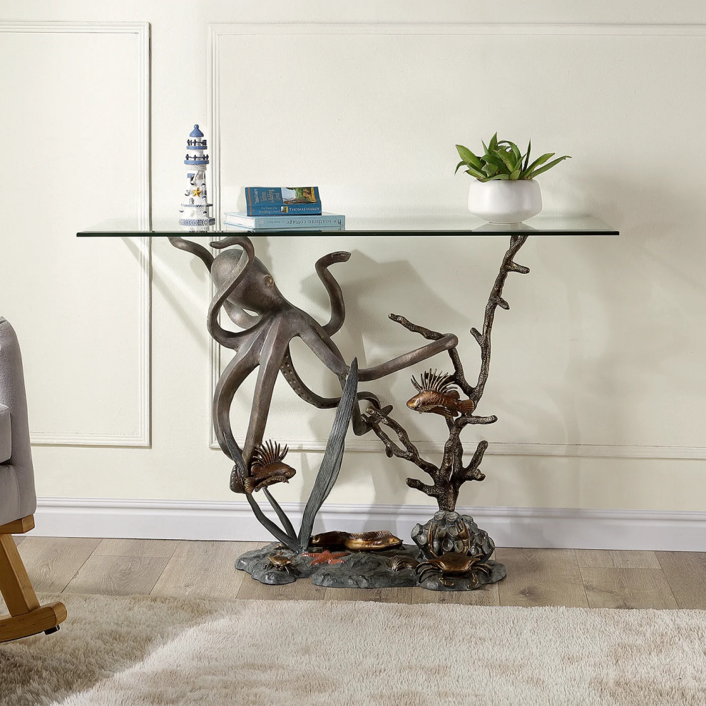 Octopus and Sea Life Console Table   Beach Style   Console Tables   by SPI  Houzz