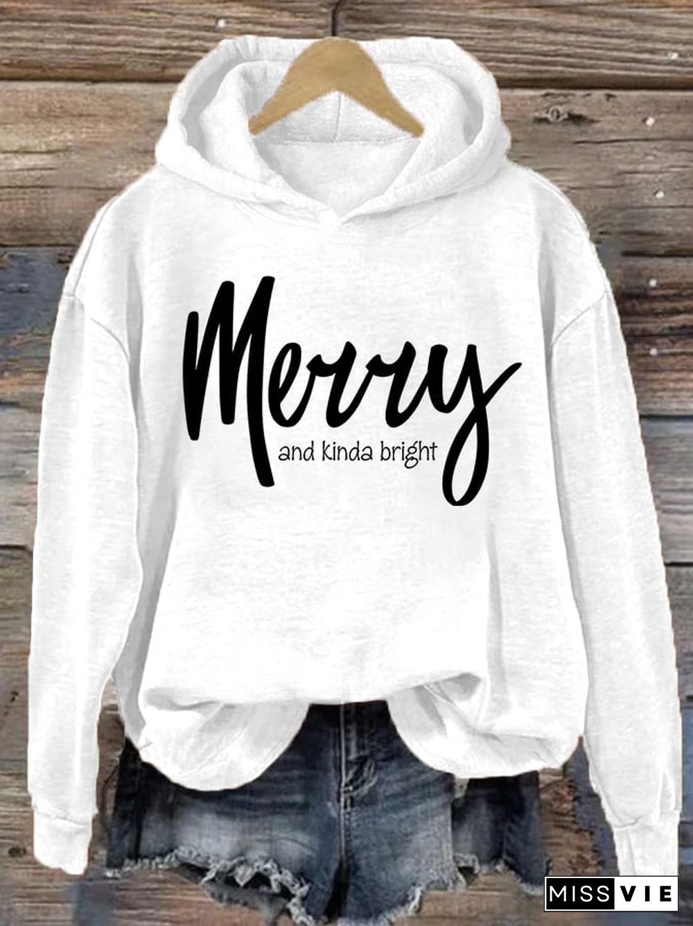 Women's Christmas Merry and kinda bright hoodie