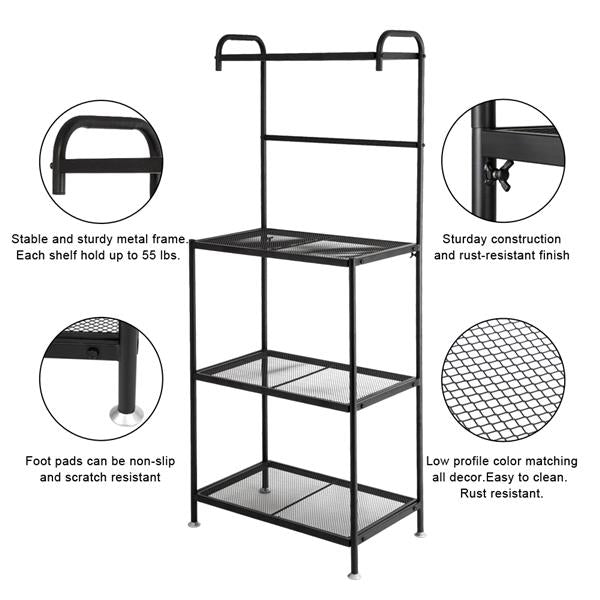 4 Tier Microwave Stand Storage Rack， Kitchen Wire Shelving Microwave Oven Baker’s Rack with Spice Rack Organizer