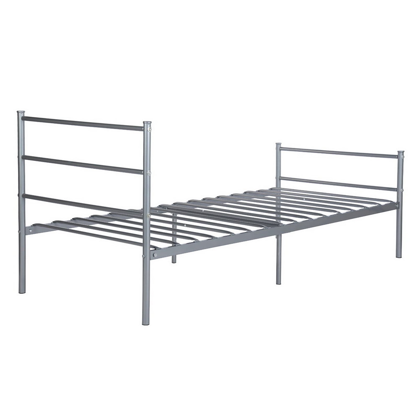 Voilamart Metal Twin Bed Frames No Box Springs Needed 6 Legs Single Bed with Headboard and Footboard Twin Size Bed Frame Heavy Duty Platform Mattress Foundation for Kids Adult, Silver Gray