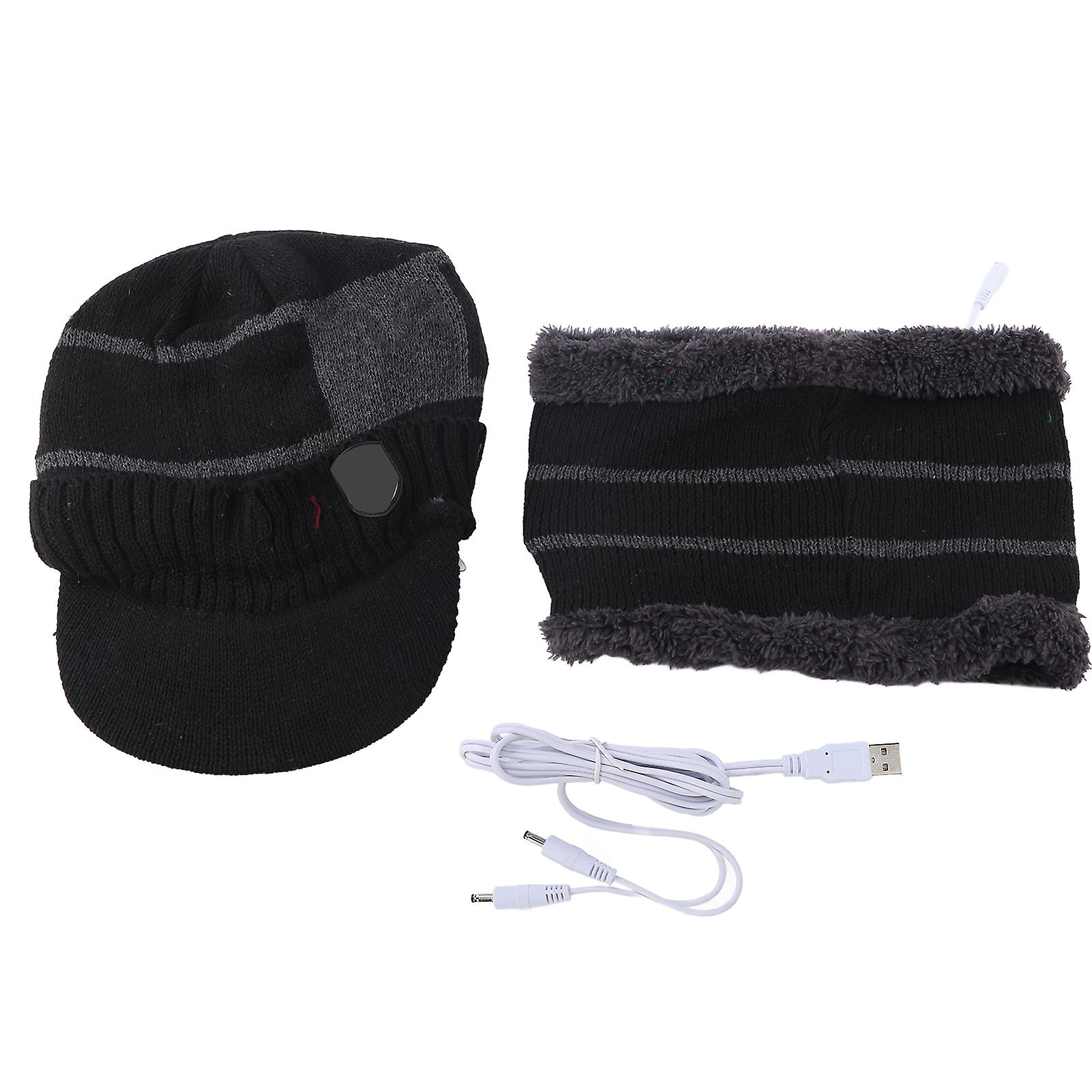 Usb Heated Hat Scarf Men Women Warm Keeping Heating Cap Neck Warmer For Cycling Mountain Climbing