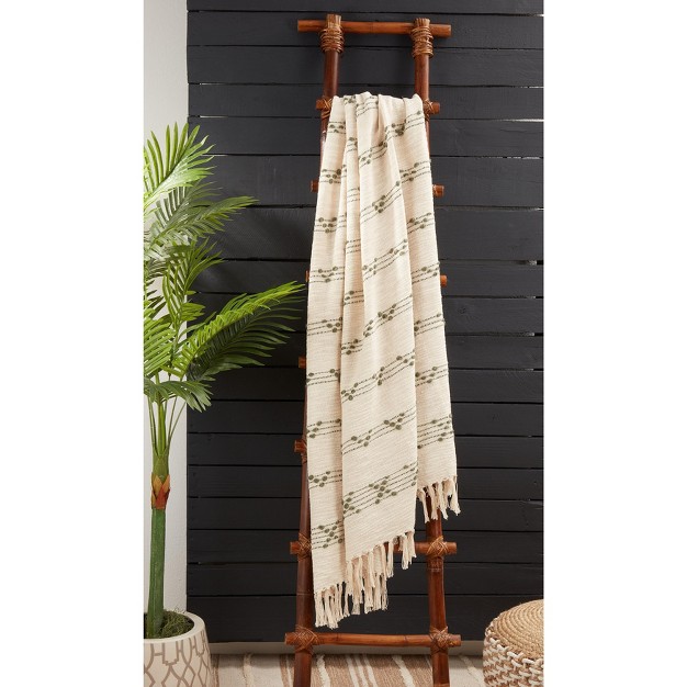 Saro Lifestyle Throw Blanket With Woven Stripes And Dots