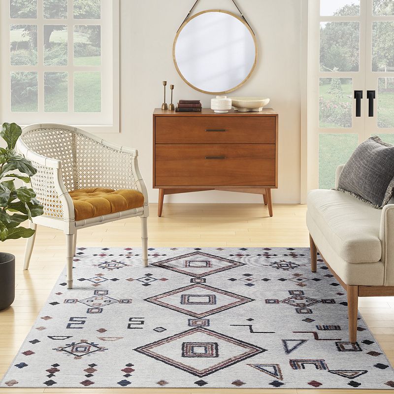 Nicole Curtis Series 1 Bohemian Diamond Washable Indoor Area Rug