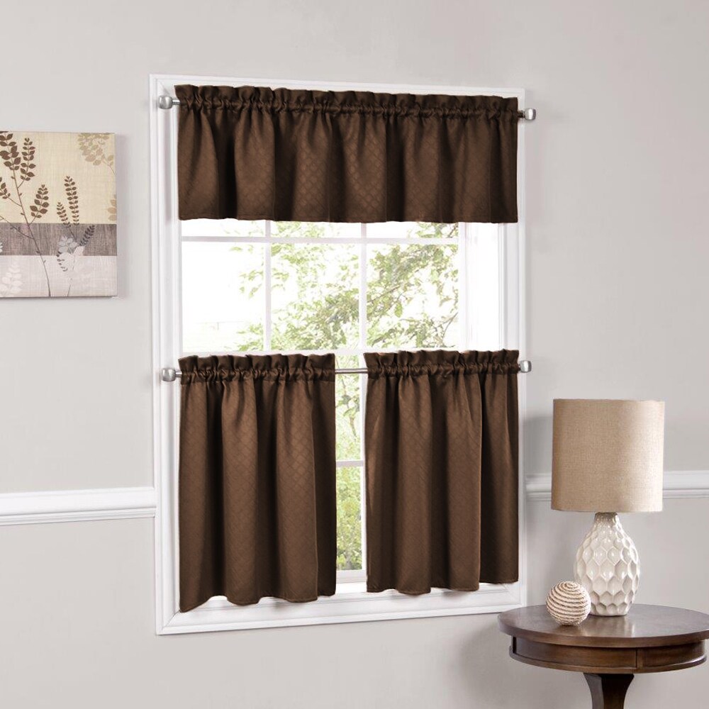 Facets Blackout Insulated Kitchen Curtain Parts  Tiers and Valances (Assorted Colors)