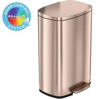 iTouchless SoftStep 13.2 Gal. Stainless Steel Trash Can in Rose Gold with Odor Control System and Inner Bucket for Office Kitchen PC13RRG