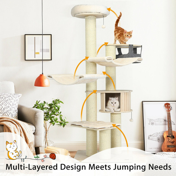 Costway 17450629 77.5 Inch Cat Tree Condo Multi Le...