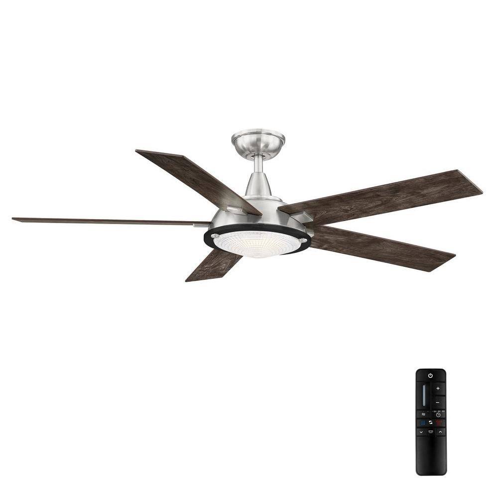 Home Decorators Collection Merienda 56 in. LED Brushed Nickel Ceiling Fan with Light AM686-BN