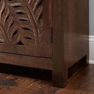 Home Decorators Collection Palmeadow Carved Walnut Brown Wood 4-Door Accent Cabinet (36 in. H x 62 in. W x 18 in. D) CAC-20-000