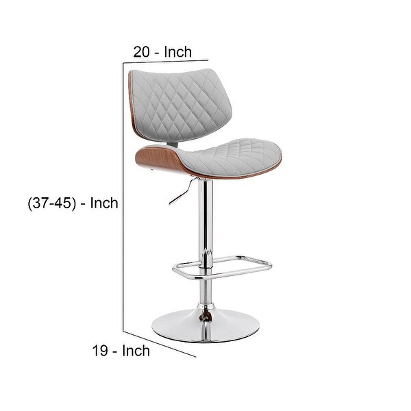 Metal and Faux Leather Adjustable Bar Stool