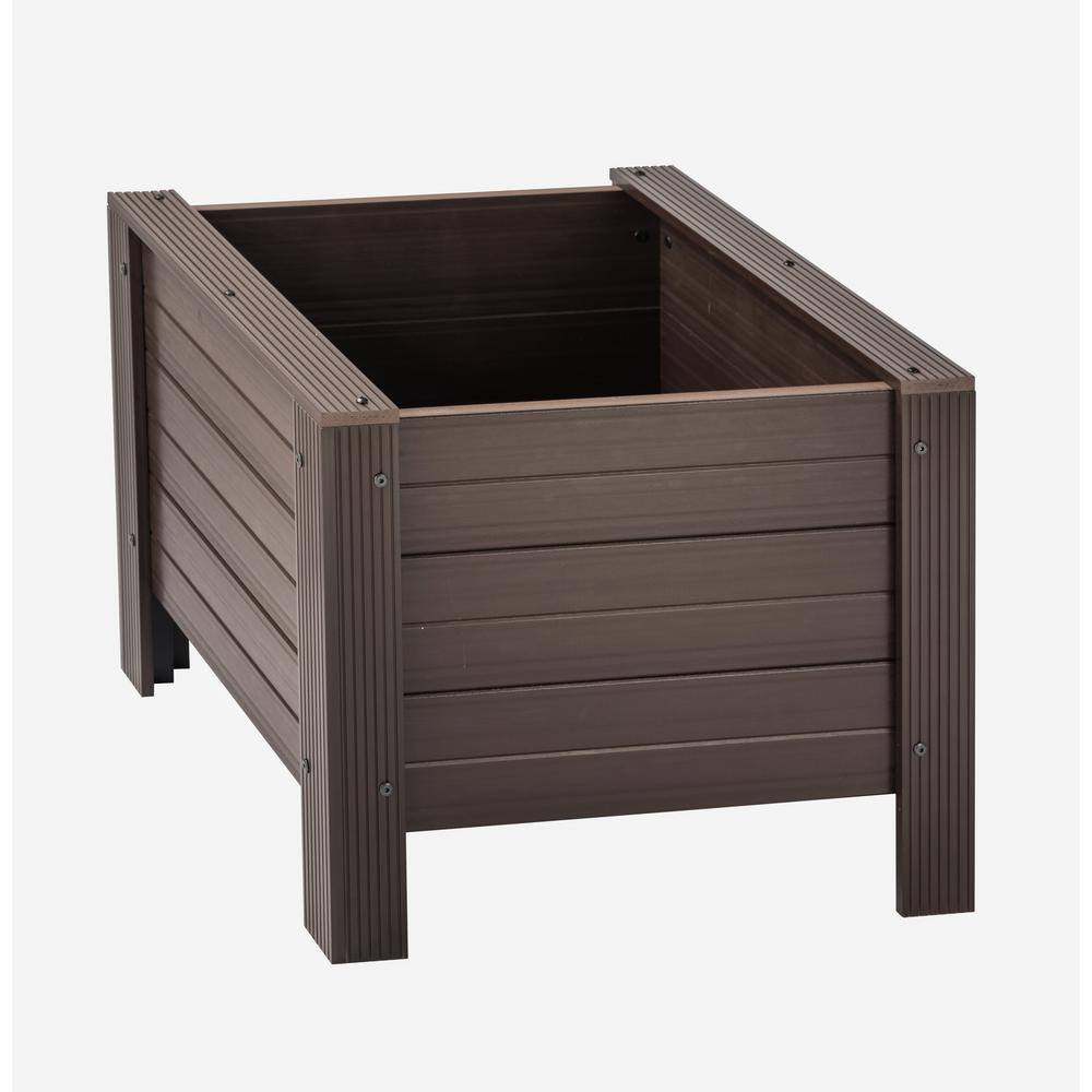 New Age Garden ECOFLEX Composite Outdoor Indoor 24 in. Square Planter Walnut RGGSP42-09-24